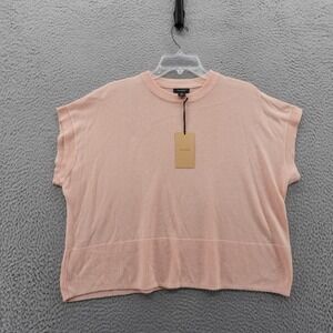 Halogen Pink Knit Cropped Short Sleeve Sweater Top Women Size Large NEW‎